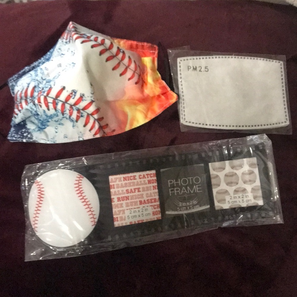 New baseball mask and picture frame